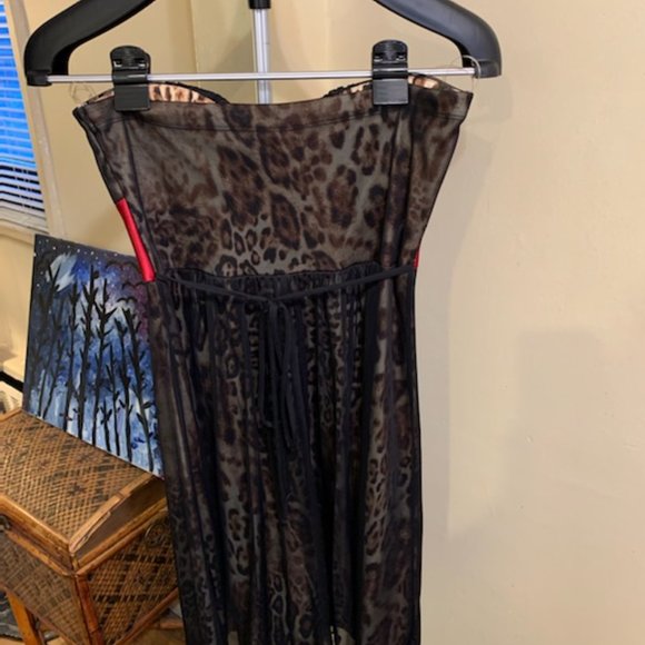 Strapless Animal Print and Overlay dress - Picture 4 of 6